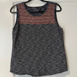 Talbots Sleeveless Shirt / Tank With Embroidered Neckline